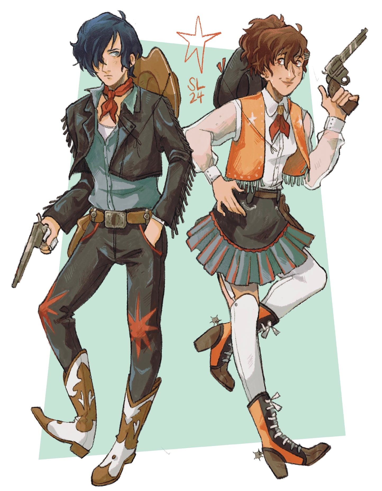 Persona 3 Protagonists Cowboys Print